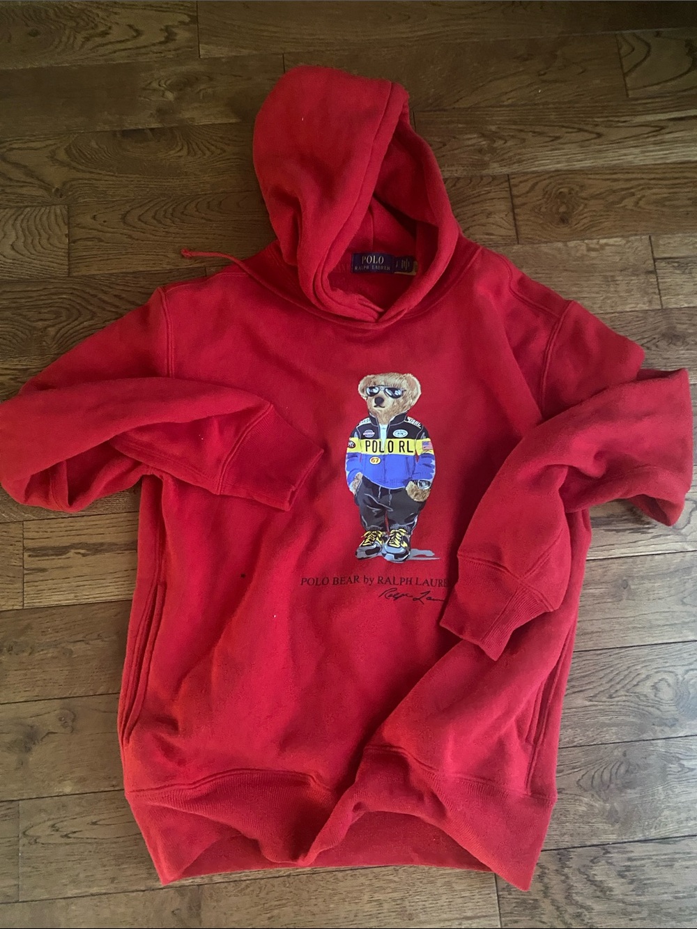 Ralph Lauren Red Polo Bear Hoodie S